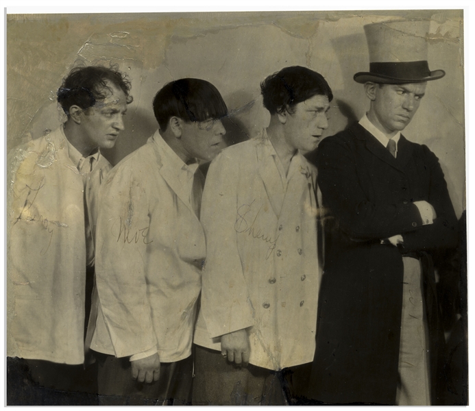 Signed Photo of ''Ted Healy and His Southern Gentlemen'', Signed by Moe, Larry, Shemp & Ted Healy -- Photo From 1925 Measures 10'' x 8.75''